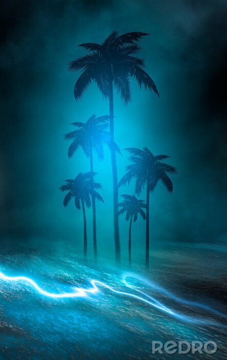 Poster Turquoise palmbomen
