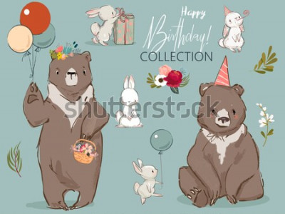 Poster Twee beren vieren een verjaardag