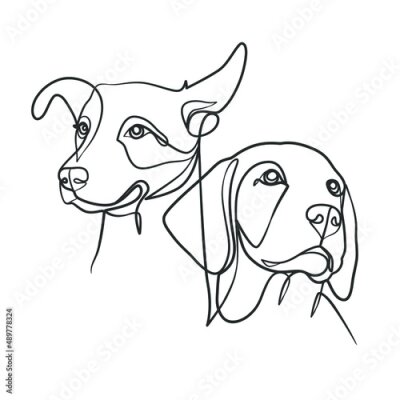 Poster Twee honden minimalistisch portret