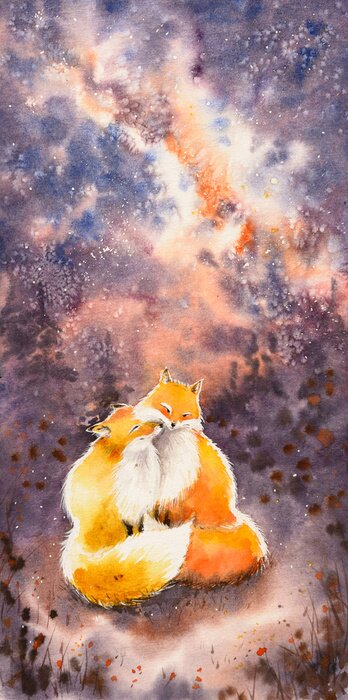 Poster Twee schattige vossen