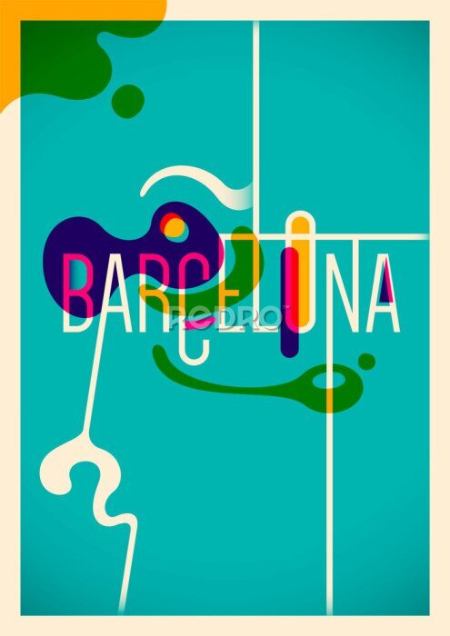 Poster Typografie Barcelona moderne stijl