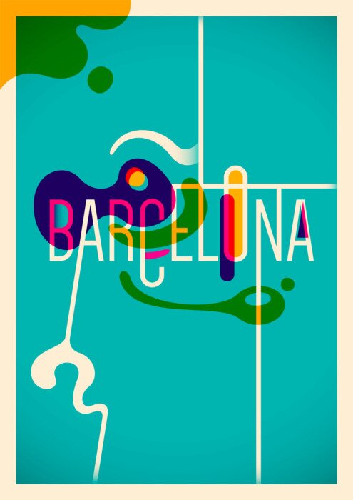 Poster Typografie Barcelona moderne stijl