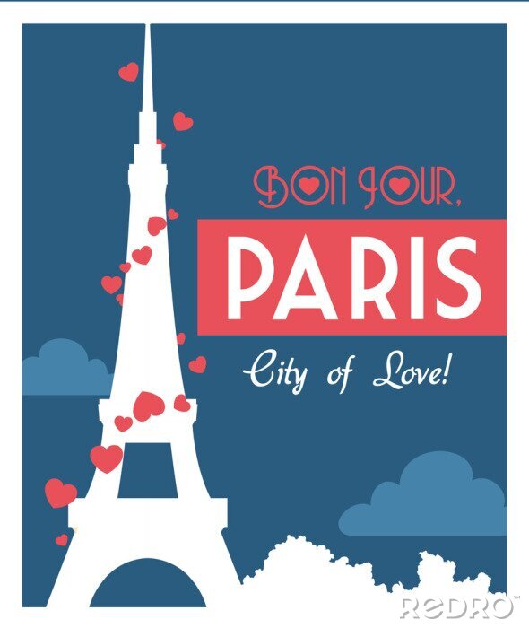 Poster typografie met oriëntatiepunten van parijs