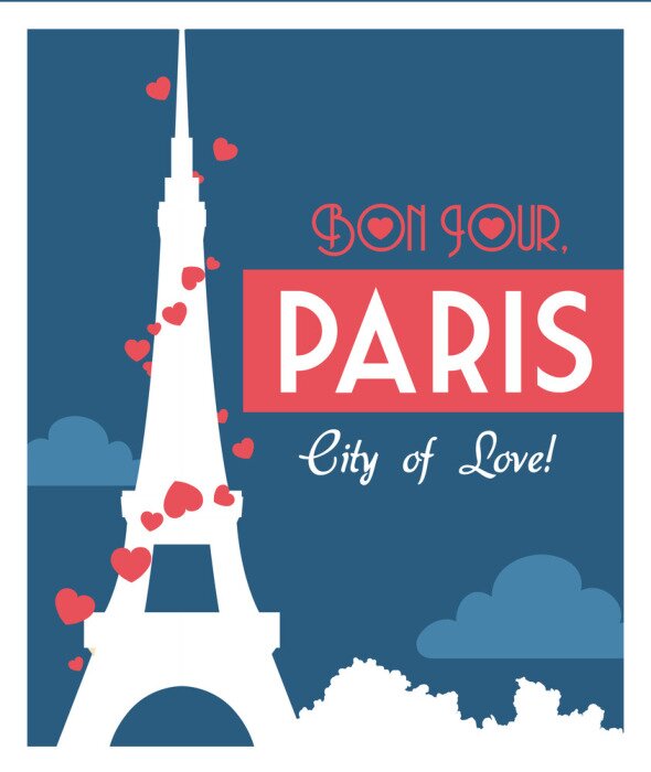 Poster typografie met oriëntatiepunten van parijs