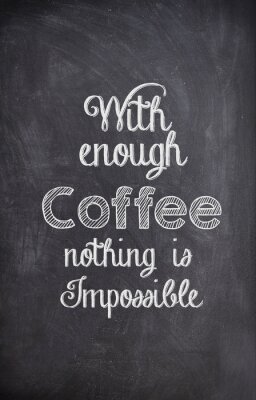 Typografisch citaat over koffie op een grijze achtergrond