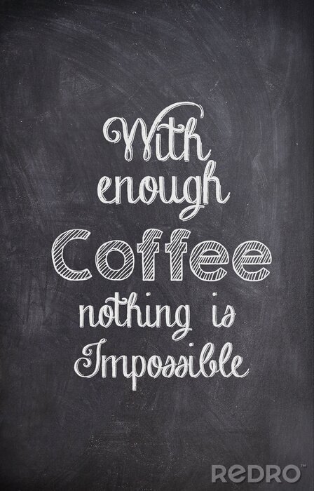 Poster Typografisch citaat over koffie op een grijze achtergrond