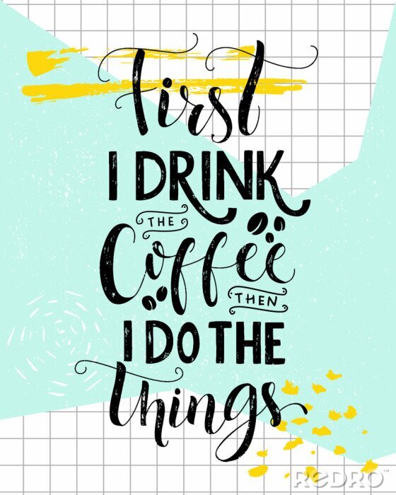 Poster Typografisch citaat voor koffieliefhebbers