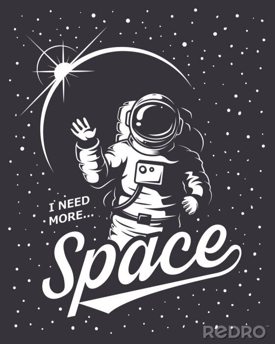 Poster Typografisch thema met een astronaut