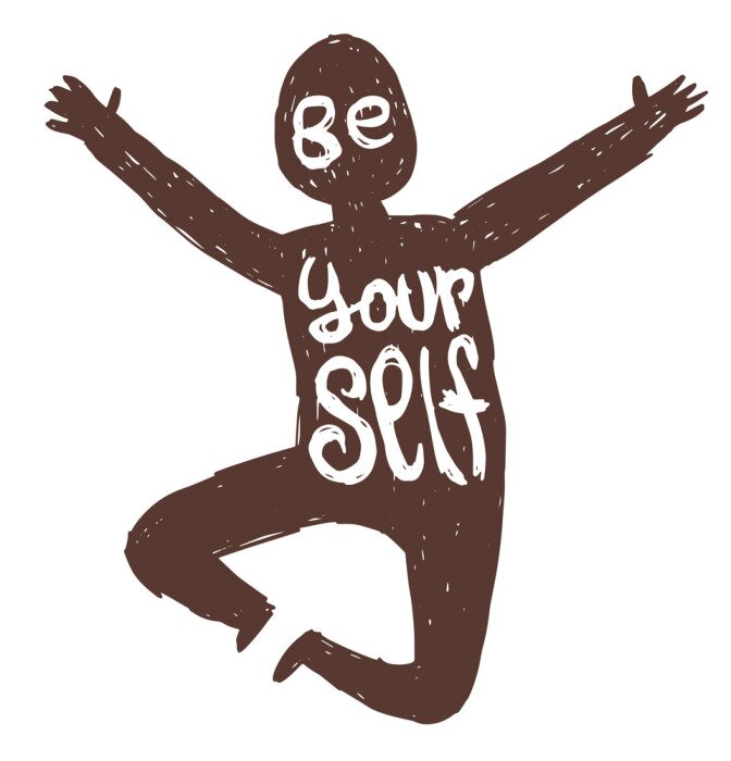 Poster Typografische illustratie met een vrolijke man