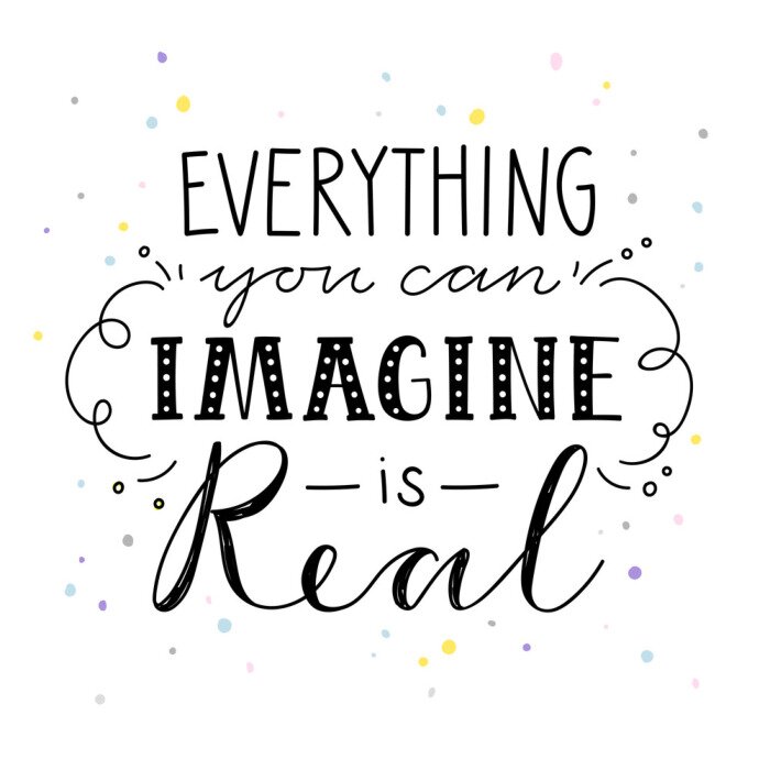 Poster Typografische inscriptie over verbeelding