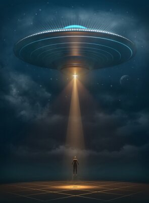 Poster Ufo 3d rendering