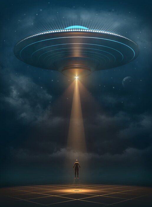 Poster Ufo 3d rendering