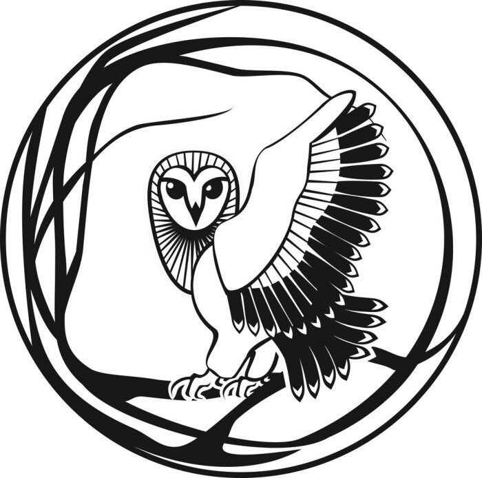 Poster Uil zwart-wit afbeeldingen