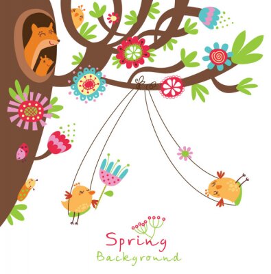 Uilen op een boomschommel