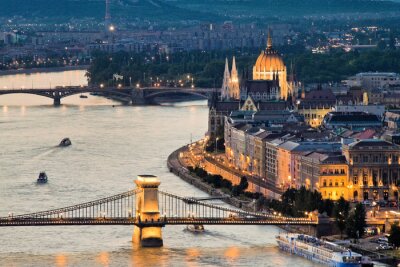 Poster Uitzicht op Boedapest en de brug