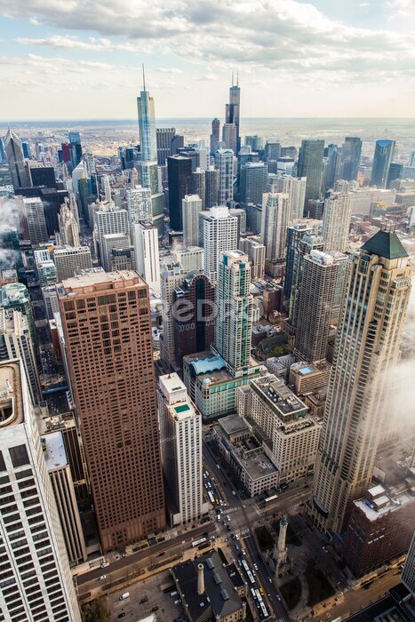 Poster Uitzicht op de wolkenkrabbers van Chicago