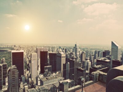 Uitzicht op Manhattan vanuit een hoog kantoorgebouw