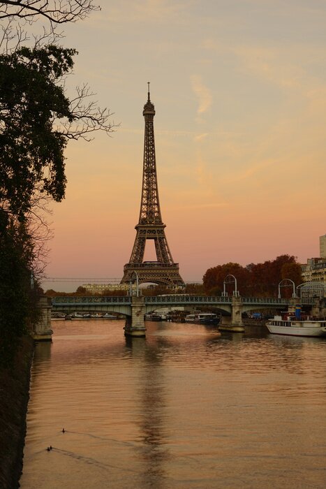 Poster Uitzicht op Parijs en de Eiffeltoren