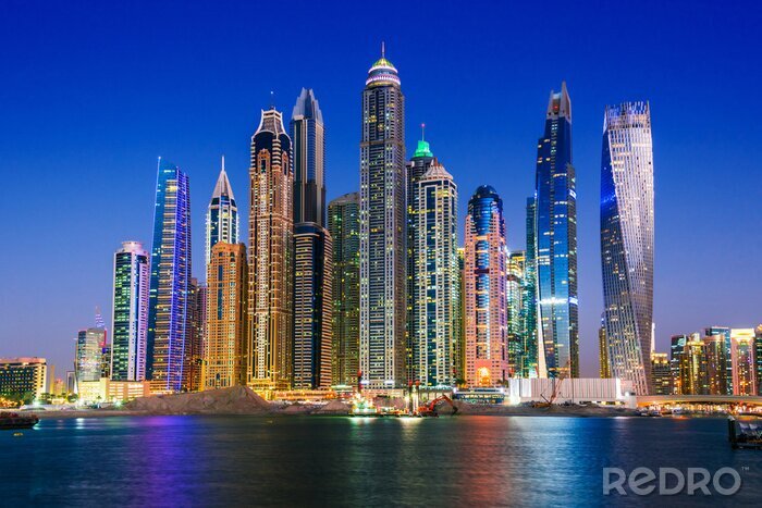 Poster Uitzicht op wolkenkrabbers in Dubai