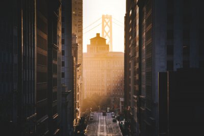 Uitzicht tussen de gebouwen van San Francisco