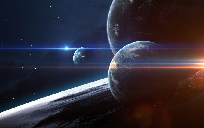 Poster Universe scene with planets