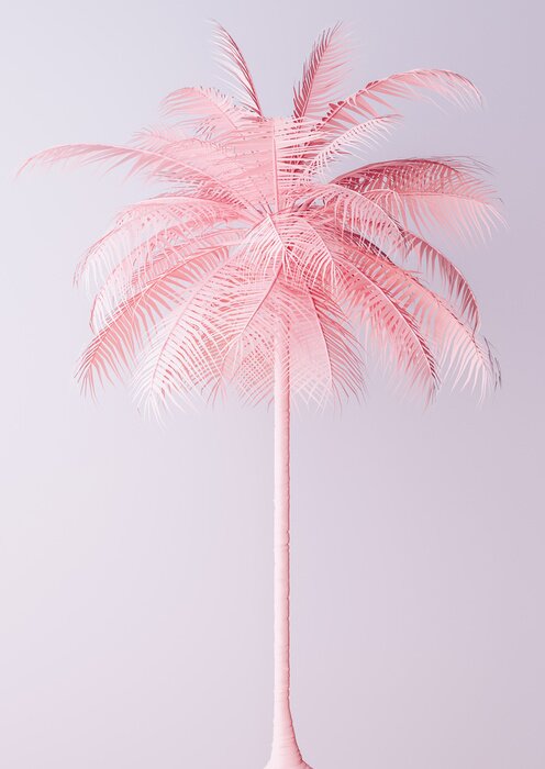Poster Unusual Pastel Pink Palm 3d illustration