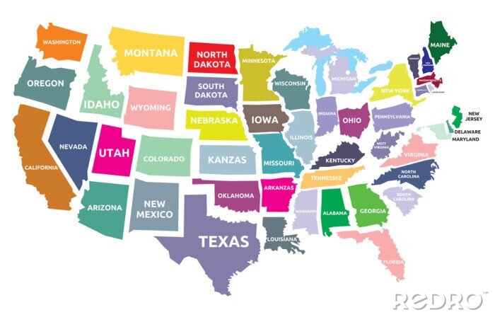 Poster USA kaart met staten