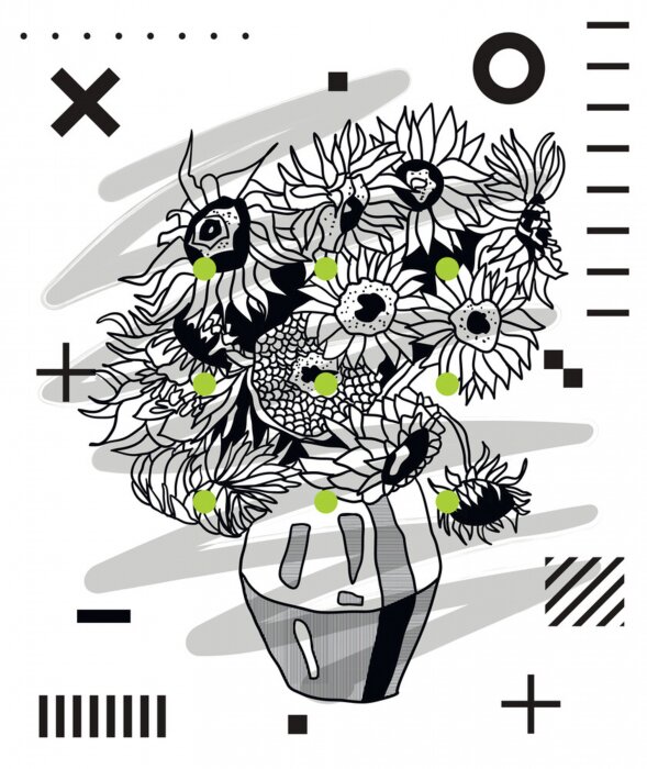 Poster Van Gogh zonnebloemen in een moderne stijl