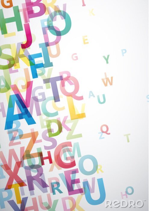 Poster Vector abstracte alfabet achtergrond met vliegende letters