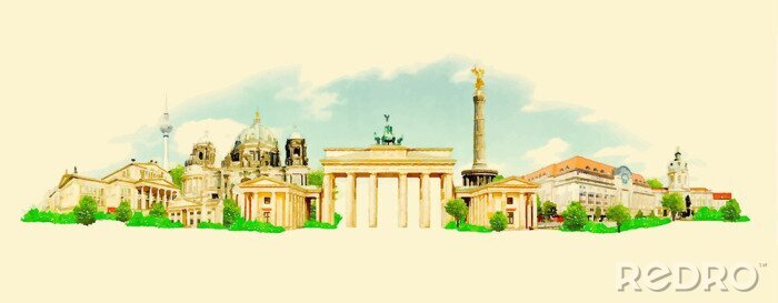 Poster vector aquarel BERLIN stad illustratie
