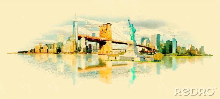 Poster vector aquarel NEW YORK stad illustratie