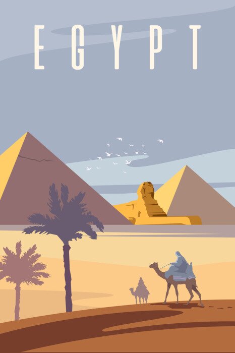 Poster Vector art deco retro poster. De Egyptische piramides.