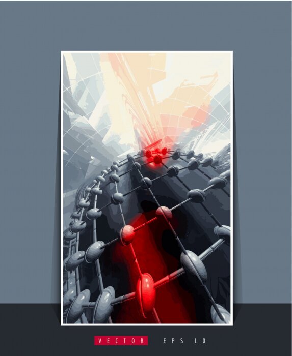 Poster Vector banner background of 3D rendering abstract technology digital hi tech concept 