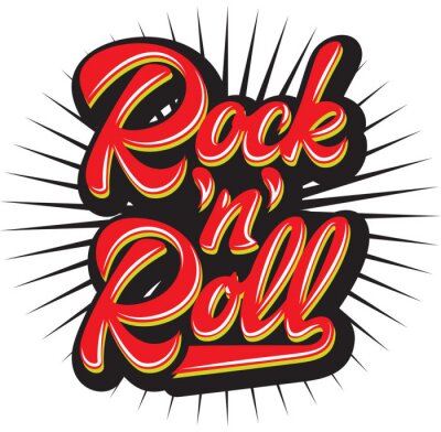 Poster Vector color calligraphic inscription rock and roll. Lettering