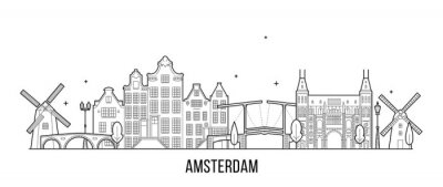 Vector de stadsbouw van Amsterdam horizon Nederland