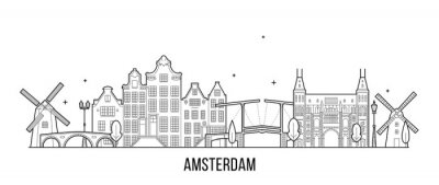 Sticker Vector de stadsbouw van Amsterdam horizon Nederland