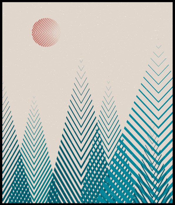 Poster Vector geometrische driehoek achtergrond, abstracte bergen. Conceptuele achtergrond, met mountains.Flat ontwerp. Gebruik voor kaart, poster, brochure, banner, web.Interior print. Zonsondergang over he