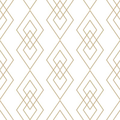 Vector gouden geometrische textuur. Naadloos patroon met dunne lijnen, diamanten