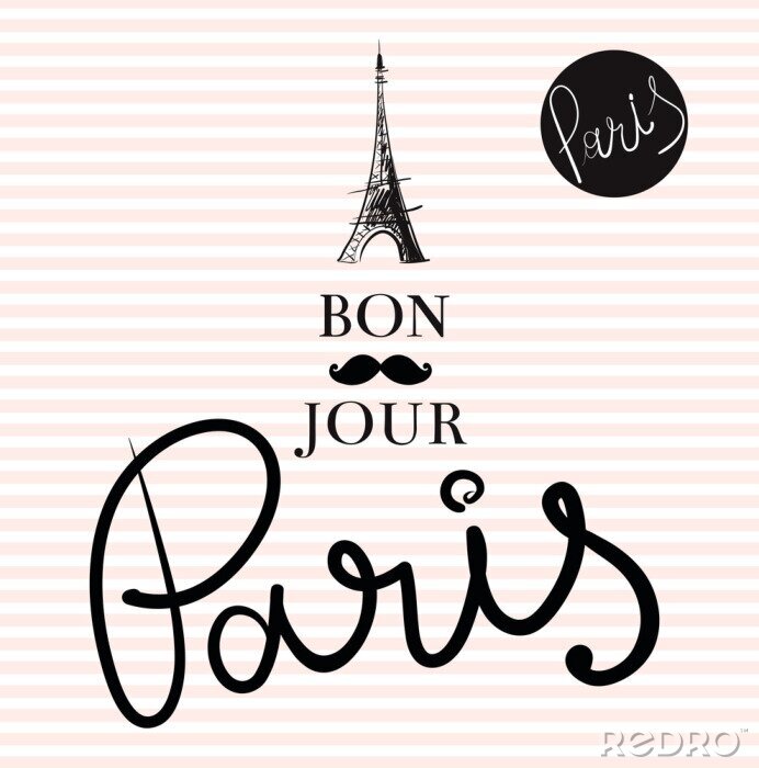 Poster Vector hand getrokken illustratie met Eiffel toren
