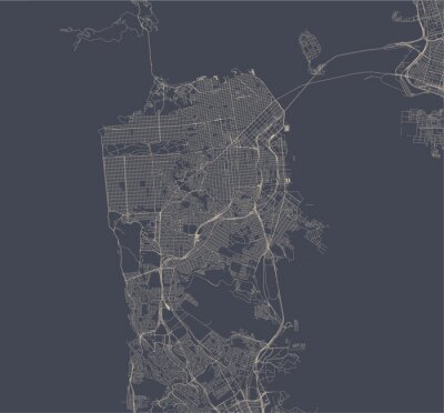 vector kaart van de stad San Francisco, Verenigde Staten
