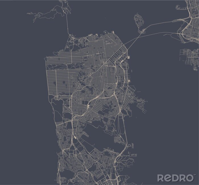 Poster vector kaart van de stad San Francisco, Verenigde Staten