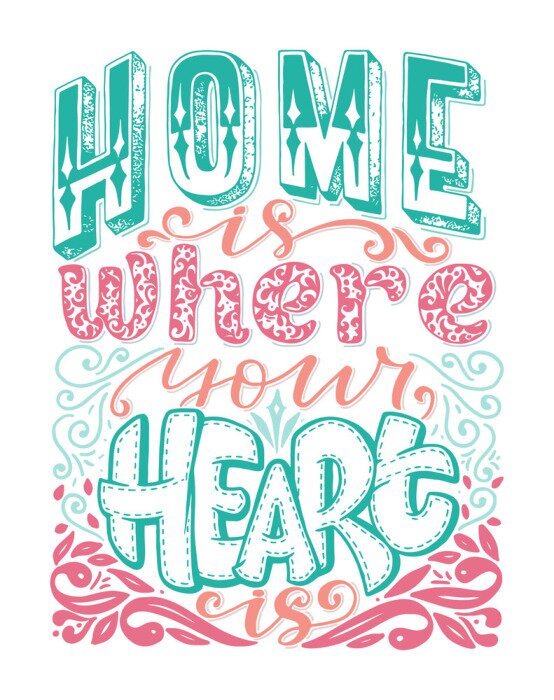 Poster Vector kalligrafie beeld. Hand getrokken belettering poster, vintage typografie kaart over huis.