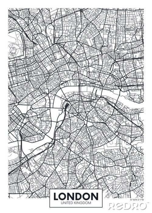 Poster Vector poster kaart stad Londen