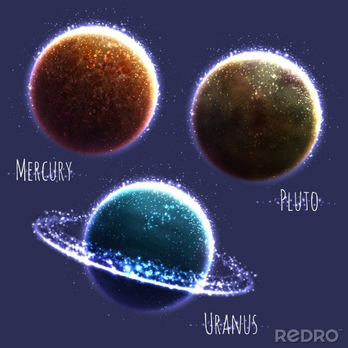 Poster Vector set met drie Solar System planeten