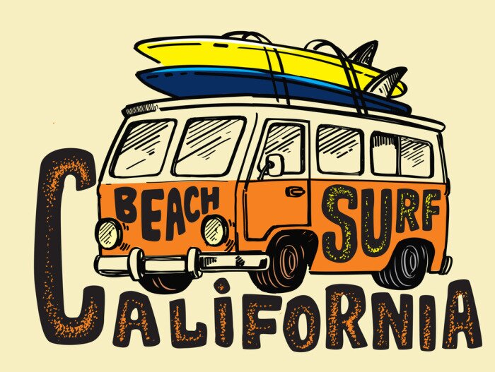 Poster Vector surfen badge