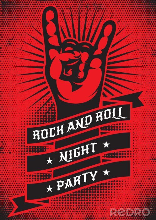 Poster Vector template for design of a grunge poster on the theme of rock night party