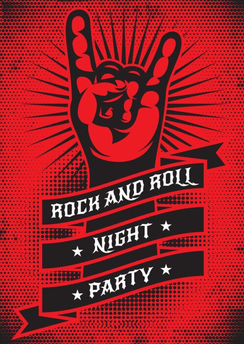 Poster Vector template for design of a grunge poster on the theme of rock night party