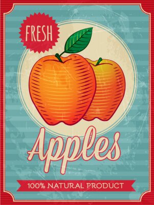 Poster vector vintage stijl verse appels poster