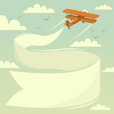 Poster Vector vliegtuig in de lucht