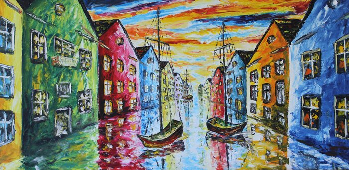 Poster Venetiaans gondels in de tekening